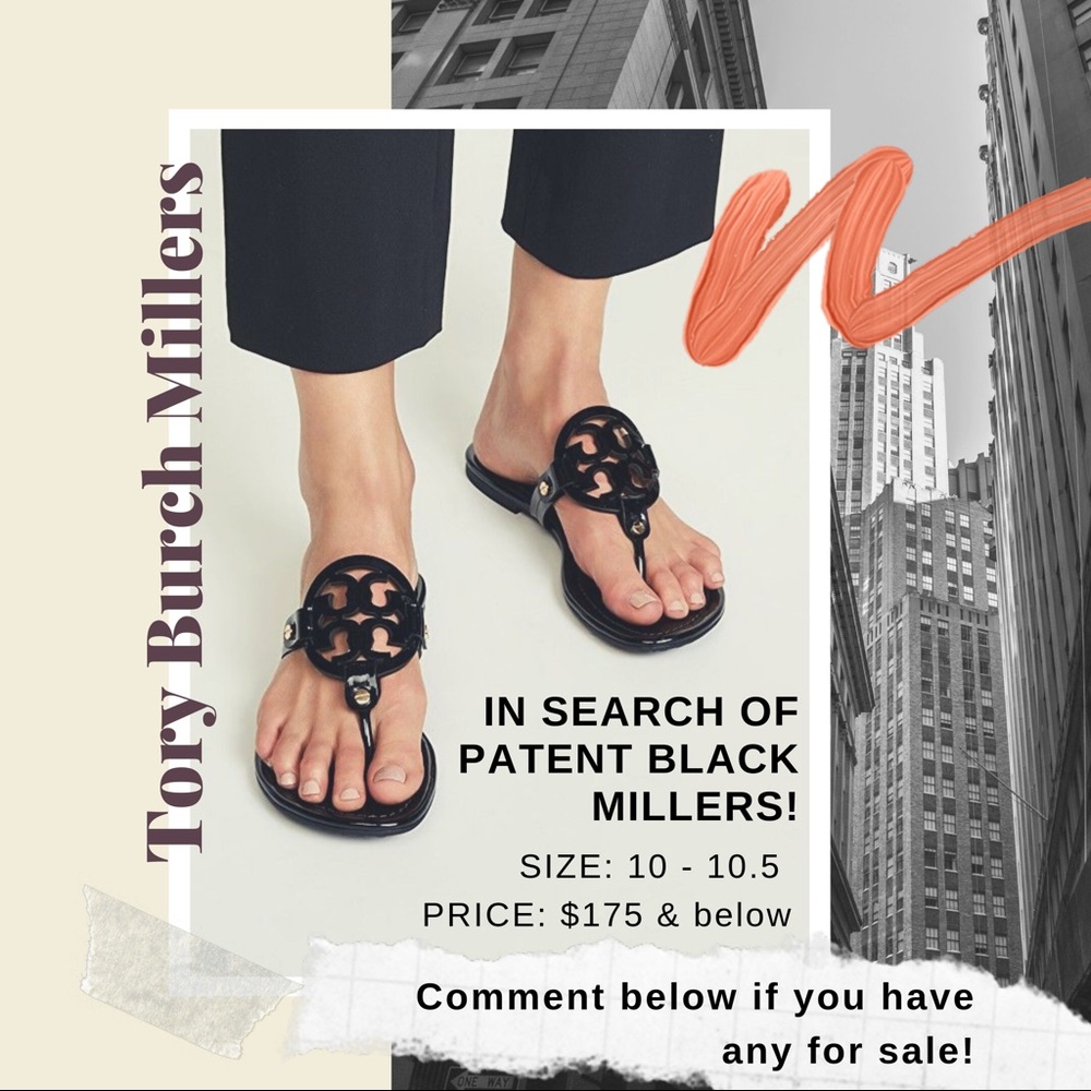 Tory Burch Patent Black Millers
